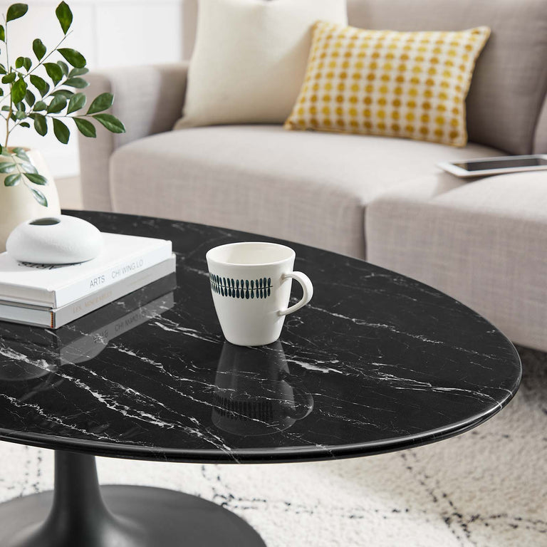 LIPPA OVAL FAUX MARBLE COFFEE TABLE | LIVING ROOM