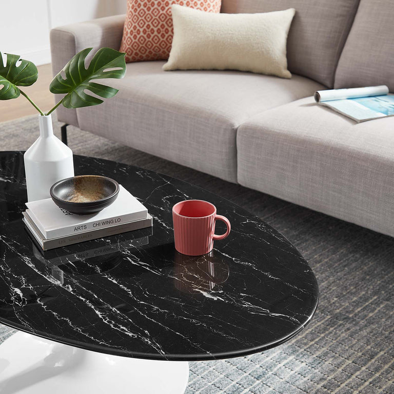 LIPPA OVAL FAUX MARBLE COFFEE TABLE | LIVING ROOM