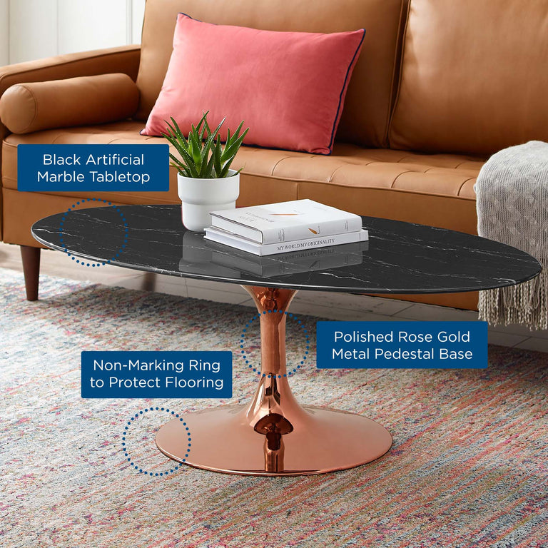 LIPPA OVAL FAUX MARBLE COFFEE TABLE | LIVING ROOM