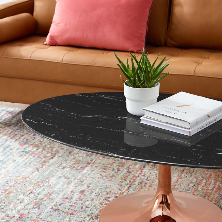 LIPPA OVAL FAUX MARBLE COFFEE TABLE | LIVING ROOM