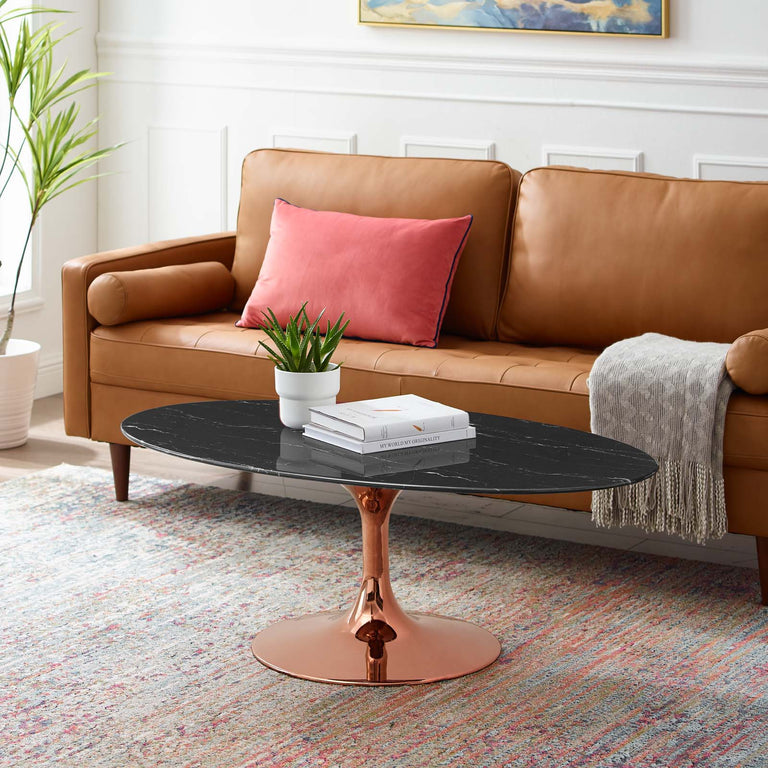 LIPPA OVAL FAUX MARBLE COFFEE TABLE | LIVING ROOM