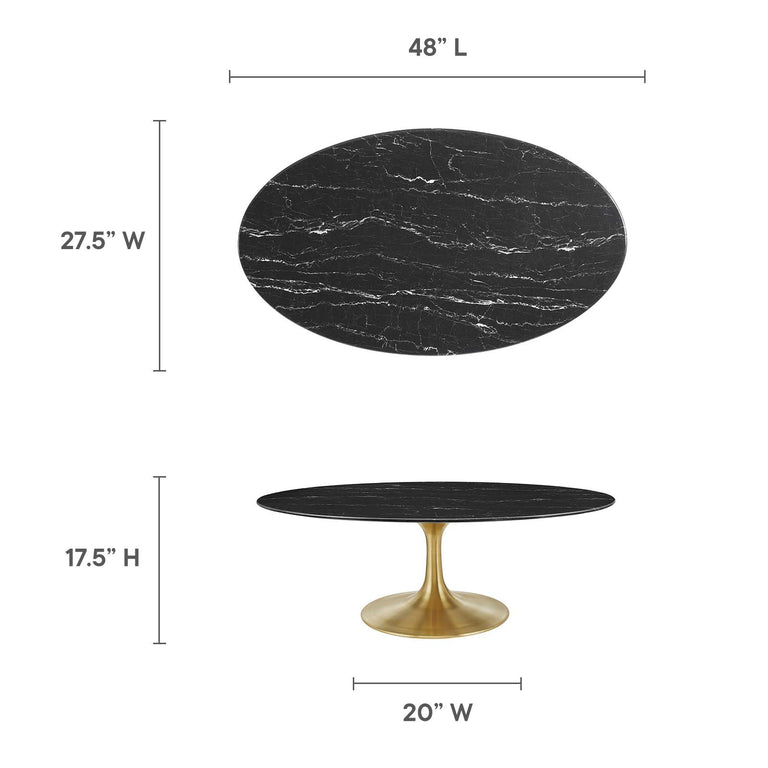 LIPPA OVAL FAUX MARBLE COFFEE TABLE | LIVING ROOM