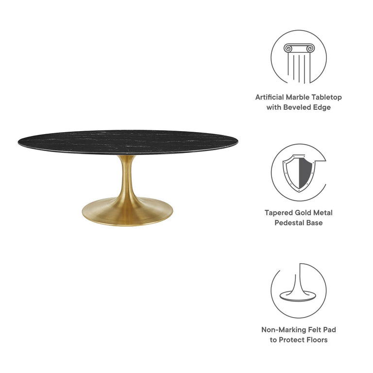 LIPPA OVAL FAUX MARBLE COFFEE TABLE | LIVING ROOM