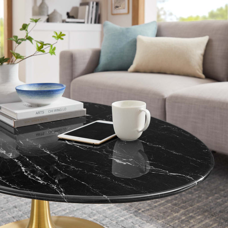 LIPPA OVAL FAUX MARBLE COFFEE TABLE | LIVING ROOM
