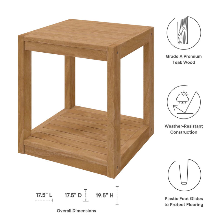 CARLSBAD TEAK WOOD OUTDOOR PATIO SIDE TABLE
