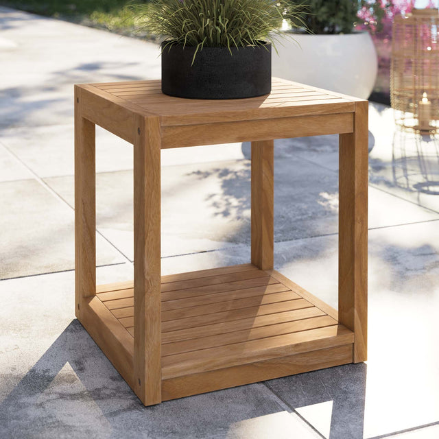 CARLSBAD TEAK WOOD OUTDOOR PATIO SIDE TABLE