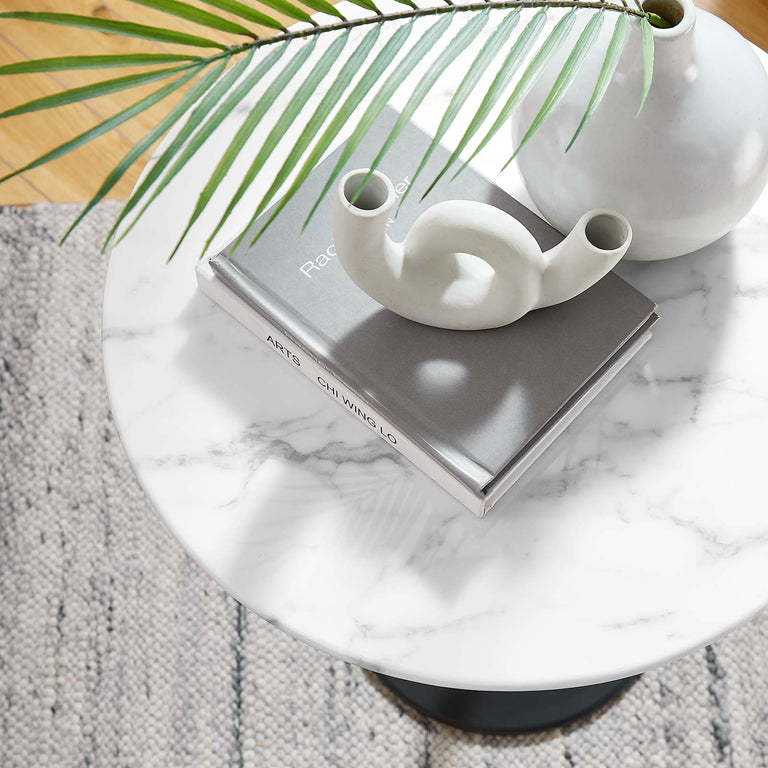 LIPPA ROUND FAUX MARBLE SIDE TABLE | LIVING ROOM