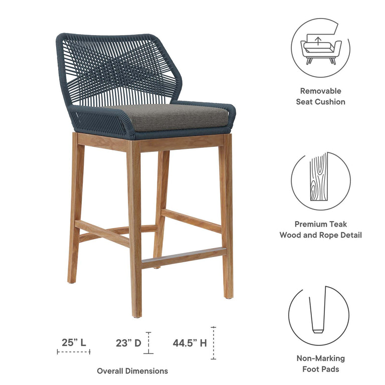 WELLSPRING OUTDOOR PATIO OUTDOOR PATIO TEAK WOOD BAR STOOL