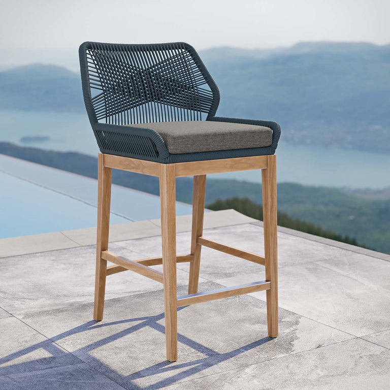 WELLSPRING OUTDOOR PATIO OUTDOOR PATIO TEAK WOOD BAR STOOL
