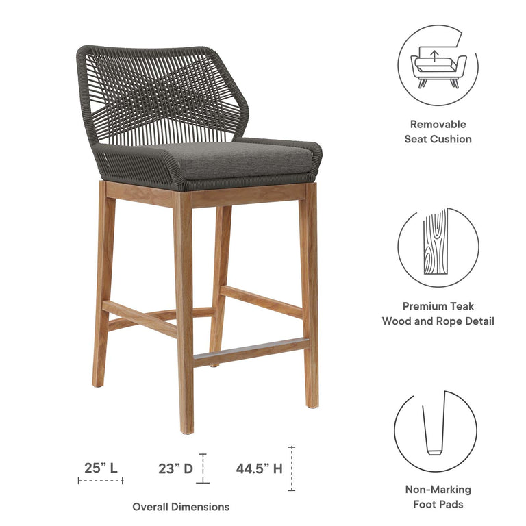 WELLSPRING OUTDOOR PATIO OUTDOOR PATIO TEAK WOOD BAR STOOL