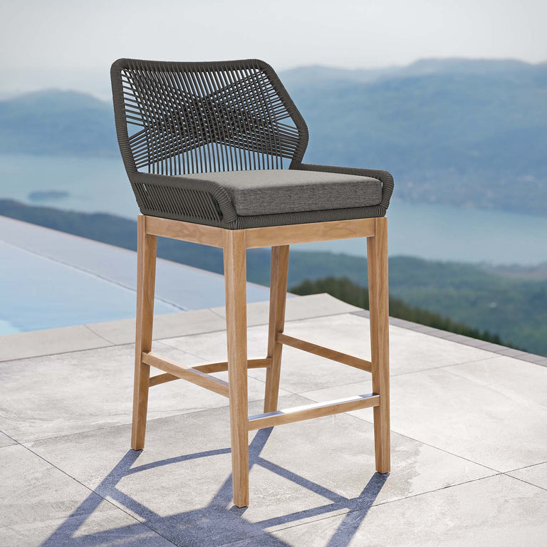 WELLSPRING OUTDOOR PATIO OUTDOOR PATIO TEAK WOOD BAR STOOL