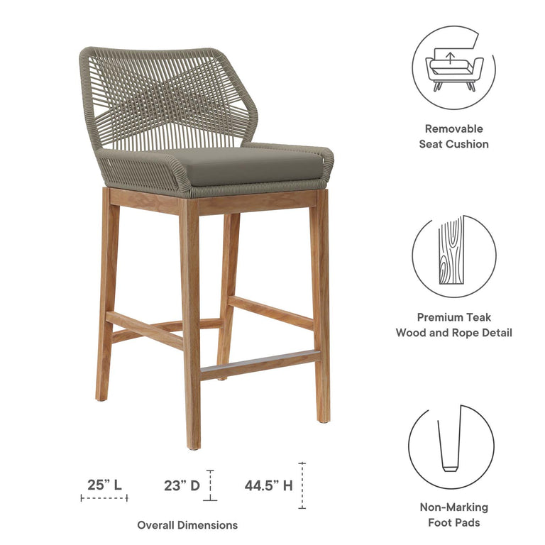 WELLSPRING OUTDOOR PATIO OUTDOOR PATIO TEAK WOOD BAR STOOL