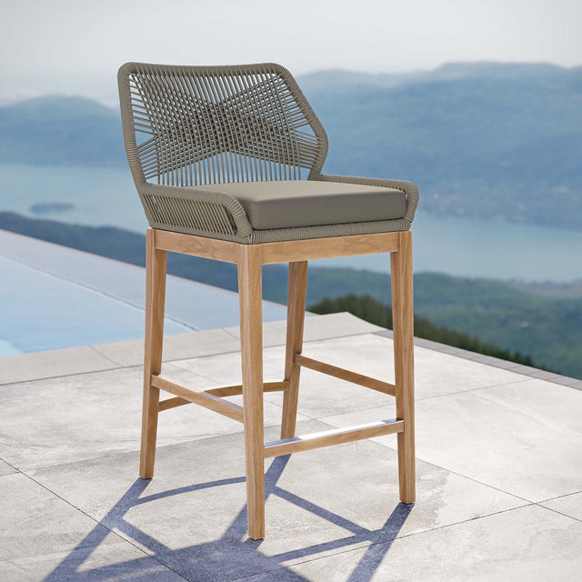 WELLSPRING OUTDOOR PATIO OUTDOOR PATIO TEAK WOOD BAR STOOL