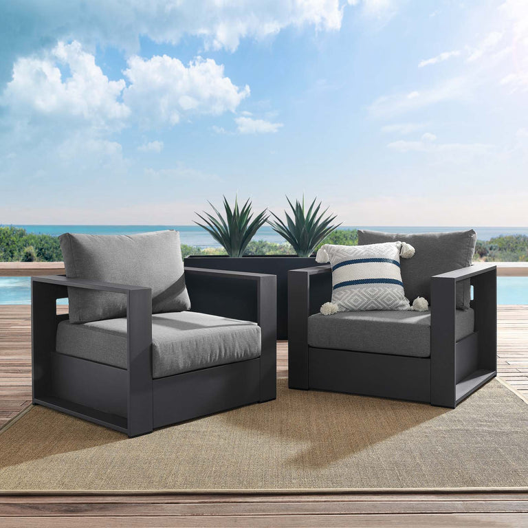 TAHOE OUTDOOR PATIO POWDER-COATED ALUMINUM 2-PIECE ARMCHAIR SET