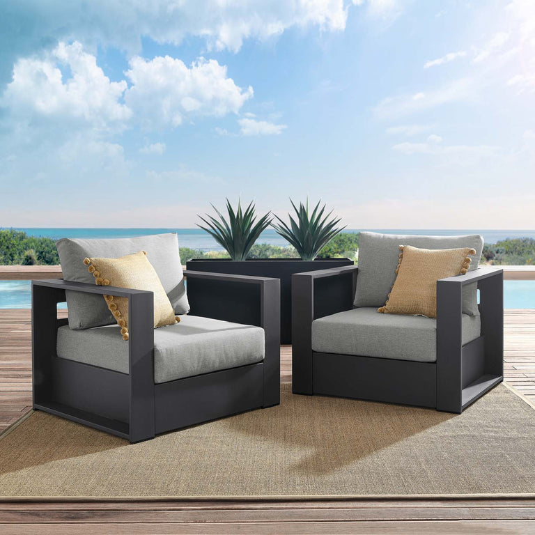 TAHOE OUTDOOR PATIO POWDER-COATED ALUMINUM 2-PIECE ARMCHAIR SET