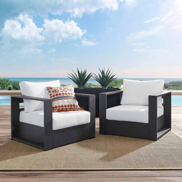 TAHOE OUTDOOR PATIO POWDER-COATED ALUMINUM 2-PIECE ARMCHAIR SET