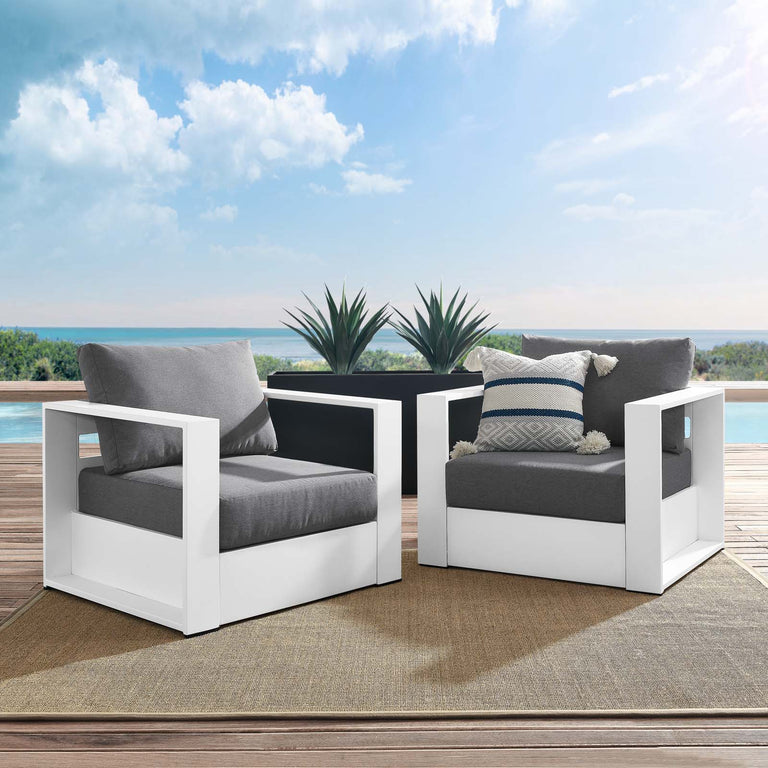 TAHOE OUTDOOR PATIO POWDER-COATED ALUMINUM 2-PIECE ARMCHAIR SET