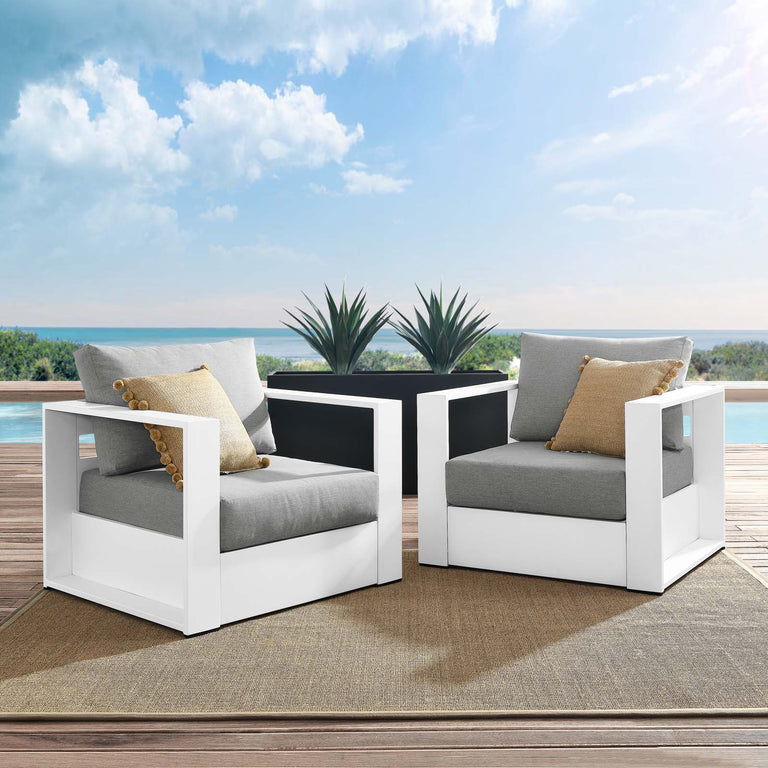 TAHOE OUTDOOR PATIO POWDER-COATED ALUMINUM 2-PIECE ARMCHAIR SET