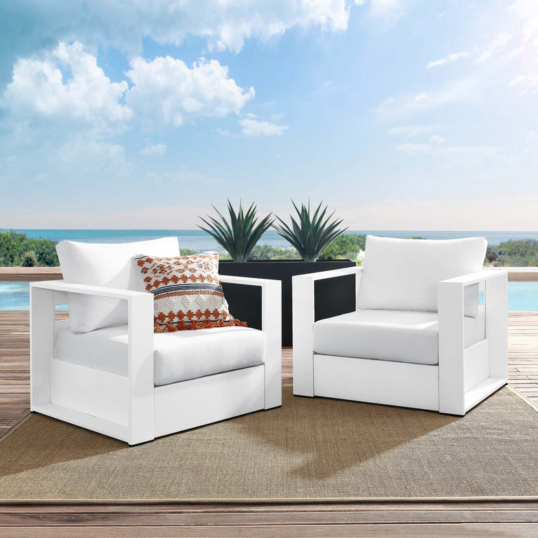 TAHOE OUTDOOR PATIO POWDER-COATED ALUMINUM 2-PIECE ARMCHAIR SET