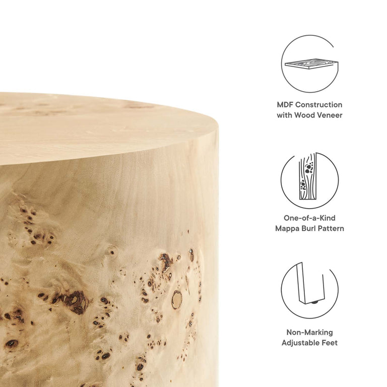 COSMOS ROUND BURL WOOD SIDE TABLE | LIVING ROOM