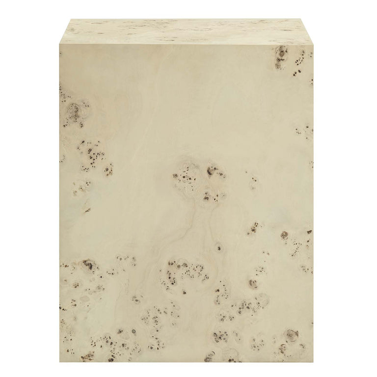 COSMOS SQUARE BURL WOOD SIDE TABLE | LIVING ROOM