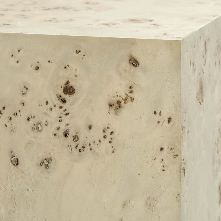COSMOS SQUARE BURL WOOD SIDE TABLE | LIVING ROOM