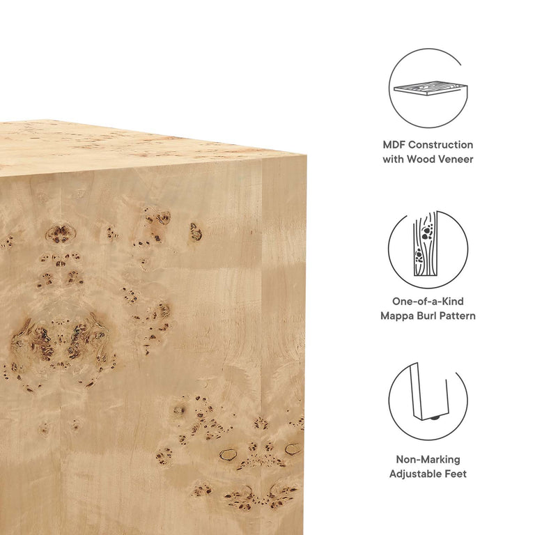 COSMOS SQUARE BURL WOOD SIDE TABLE | LIVING ROOM