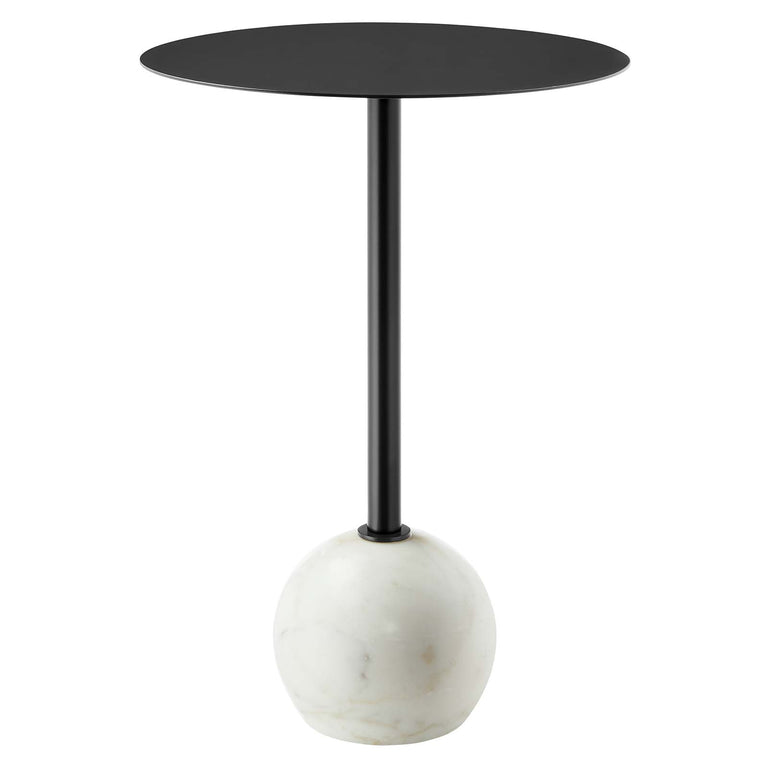 ALIZA ROUND WHITE MARBLE SIDE TABLE | LIVING ROOM