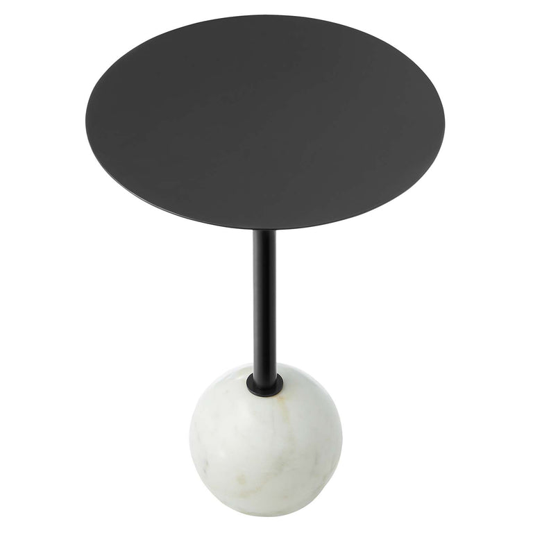 ALIZA ROUND WHITE MARBLE SIDE TABLE | LIVING ROOM