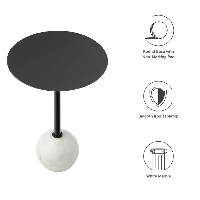 ALIZA ROUND WHITE MARBLE SIDE TABLE | LIVING ROOM