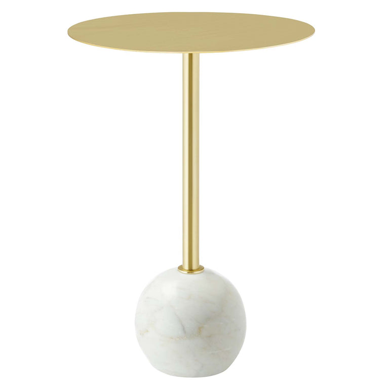 ALIZA ROUND WHITE MARBLE SIDE TABLE | LIVING ROOM