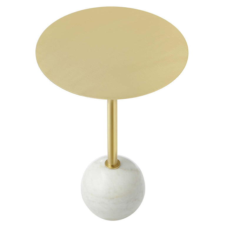ALIZA ROUND WHITE MARBLE SIDE TABLE | LIVING ROOM