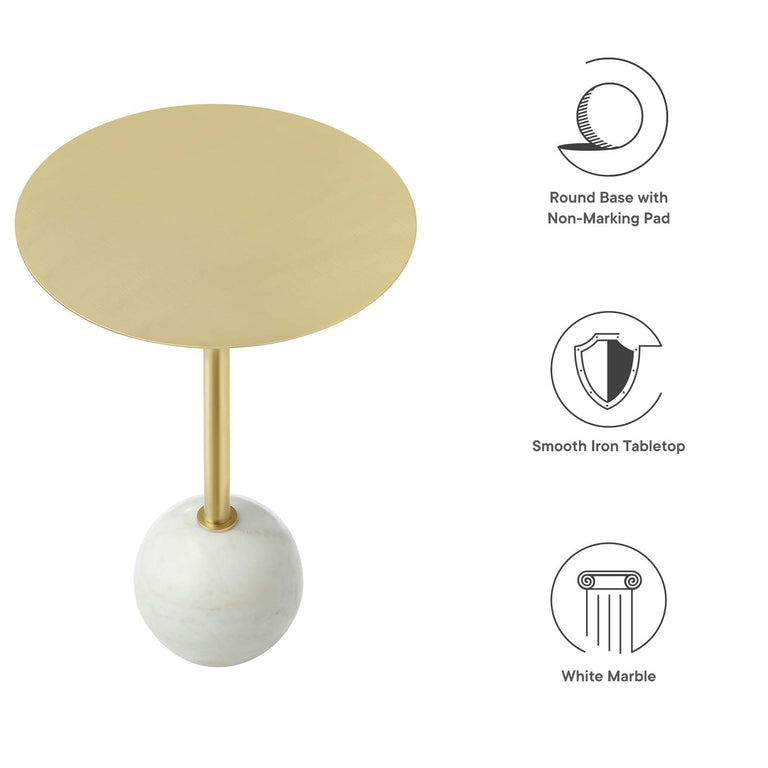 ALIZA ROUND WHITE MARBLE SIDE TABLE | LIVING ROOM