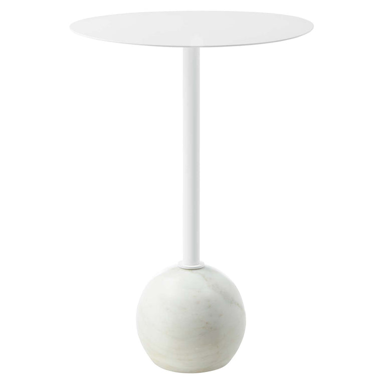 ALIZA ROUND WHITE MARBLE SIDE TABLE | LIVING ROOM