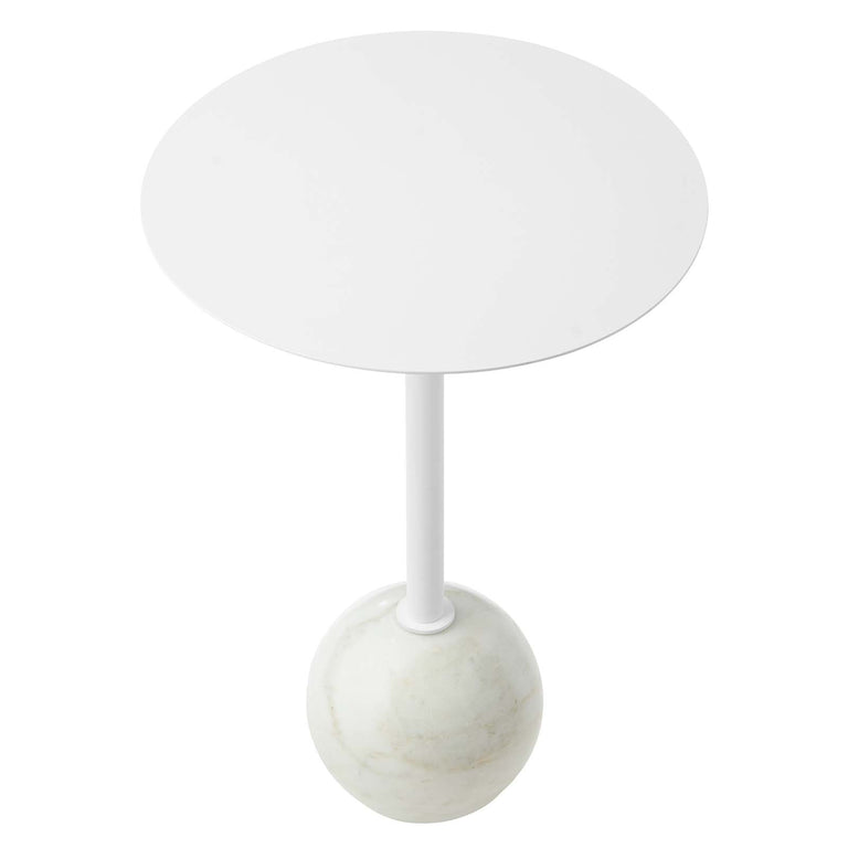 ALIZA ROUND WHITE MARBLE SIDE TABLE | LIVING ROOM