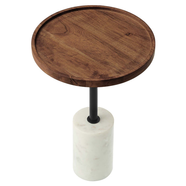 AMINA ROUND ACACIA WOOD SIDE TABLE | LIVING ROOM