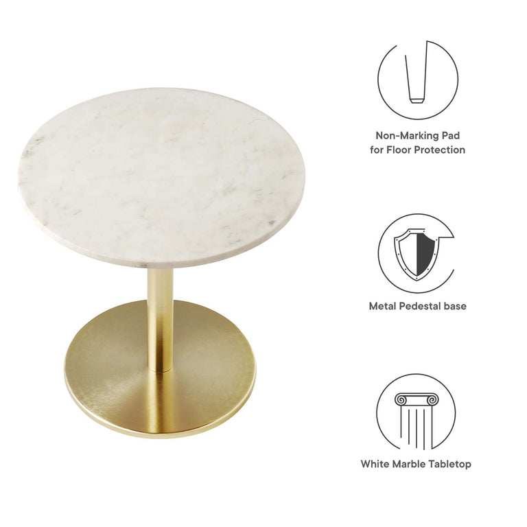 VIVA ROUND WHITE MARBLE SIDE TABLE | LIVING ROOM