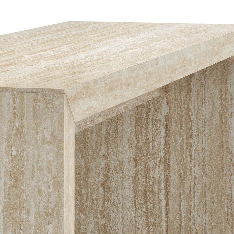 MIRELLA FAUX TRAVERTINE CONSOLE TABLE | LIVING ROOM