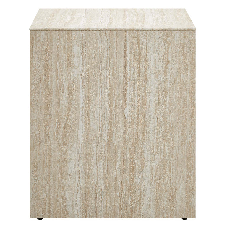 MIRELLA FAUX TRAVERTINE SIDE TABLE | LIVING ROOM
