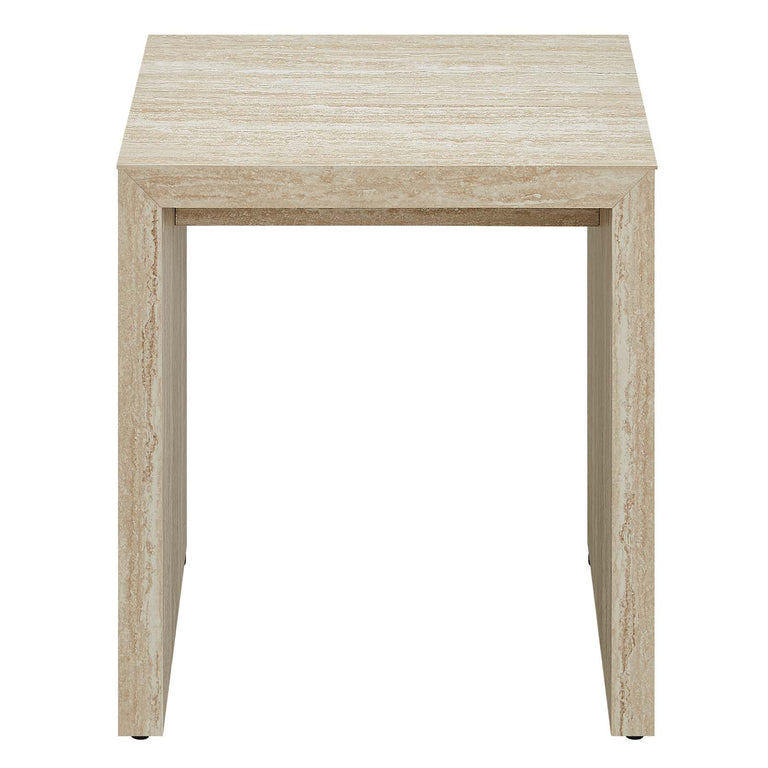 MIRELLA FAUX TRAVERTINE SIDE TABLE | LIVING ROOM