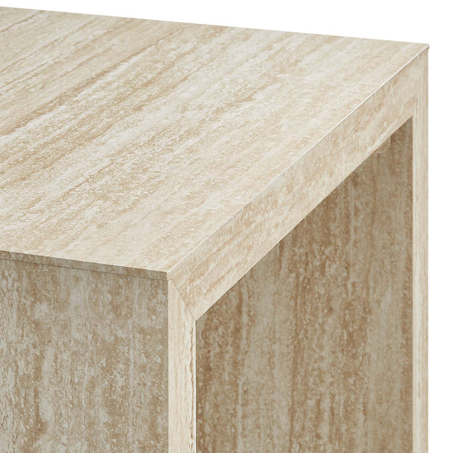 MIRELLA FAUX TRAVERTINE SIDE TABLE | LIVING ROOM