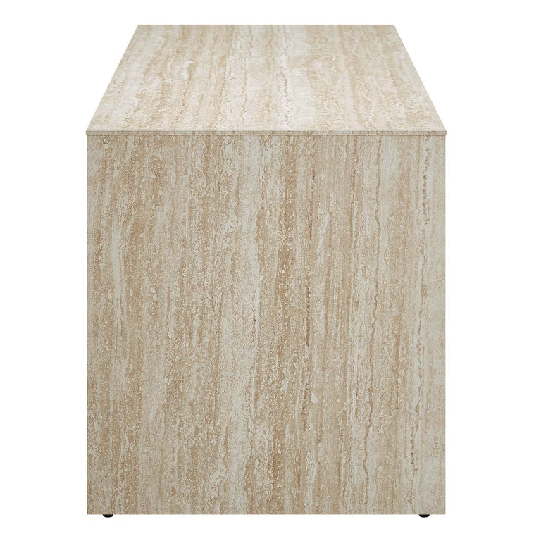MIRELLA FAUX TRAVERTINE LONG BENCH | LIVING ROOM