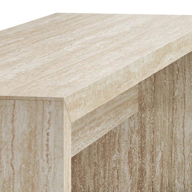 MIRELLA FAUX TRAVERTINE LONG BENCH | LIVING ROOM
