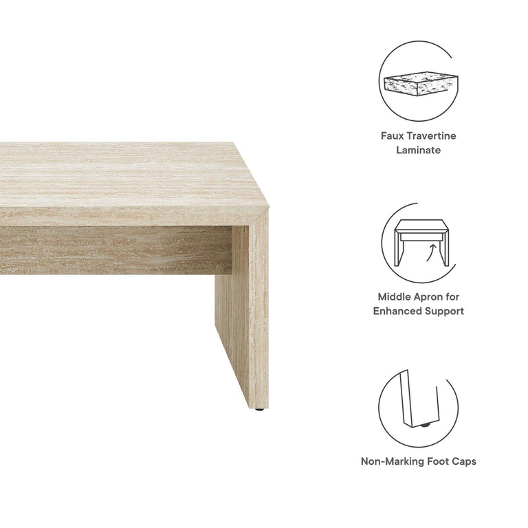 MIRELLA FAUX TRAVERTINE LONG BENCH | LIVING ROOM