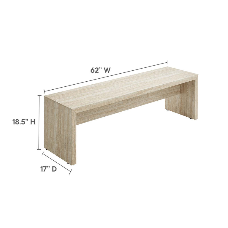 MIRELLA FAUX TRAVERTINE LONG BENCH | LIVING ROOM