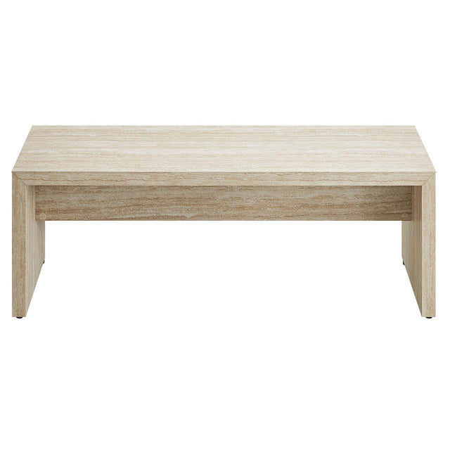 MIRELLA 53.5” FAUX TRAVERTINE BENCH | LIVING ROOM