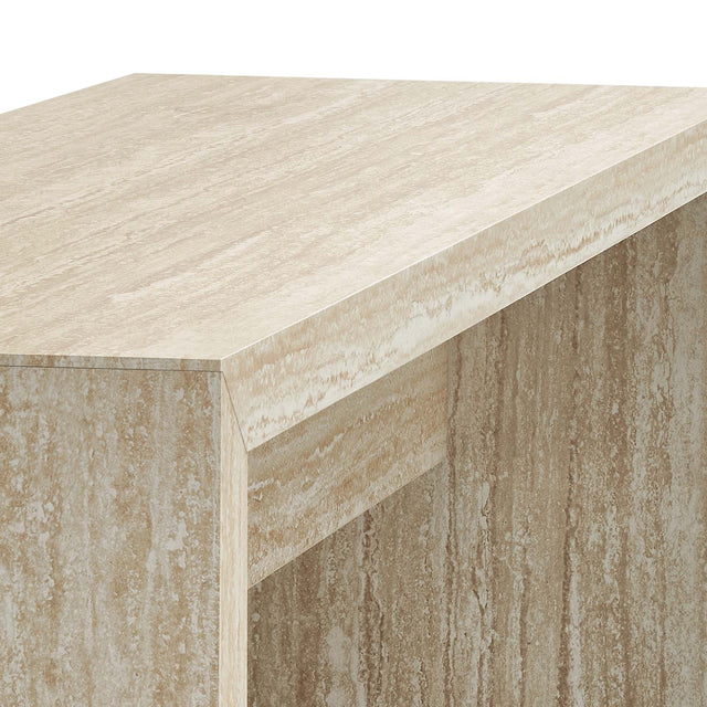 MIRELLA 53.5” FAUX TRAVERTINE BENCH | LIVING ROOM