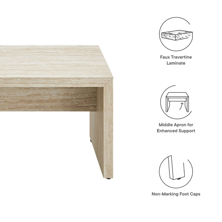 MIRELLA 53.5” FAUX TRAVERTINE BENCH | LIVING ROOM