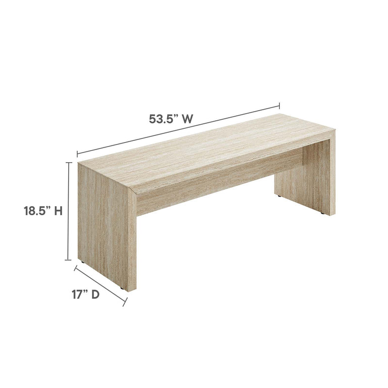 MIRELLA 53.5” FAUX TRAVERTINE BENCH | LIVING ROOM