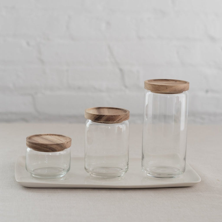 ACACIA LID GLASS CANISTERS | CONTAINER